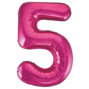 Pink Number 5 Foil Balloon - 34" Inflated