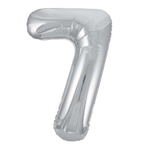 Silver Number 7 Foil Balloon - 34" Inflated