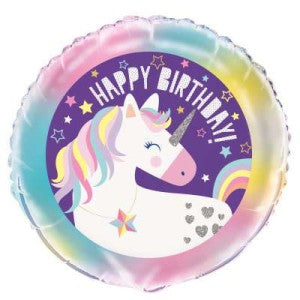 Unicorn Happy Birthday Balloon - 18" Inflated